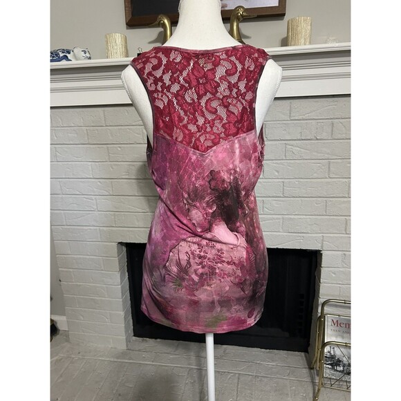 One World Y2k Fairy Top Women's Sz L Embellished Embroidered V-Neck Boho Tie Dye - Picture 4 of 5